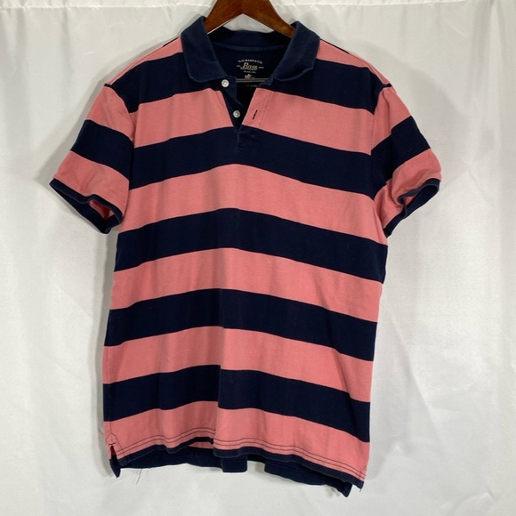 G.H. Bass & Co. Other - Bass & Co vintage polo shirt classic striped cotton preppy navy pink large beach